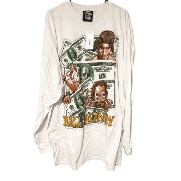 Y2K‎ Bling Tupac Popeye Chucky 2Pac Shirt Rap Tee Size 4XL Pimp Gangsta Hip Hop